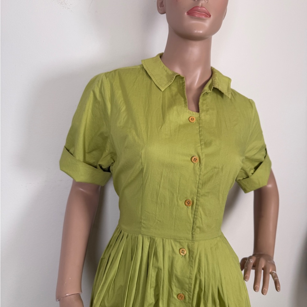 Trashy diva Green Button-Front Shirt Dress - Picture 3 of 5